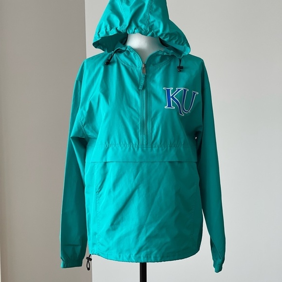 Champion Authentic Athletic wear half zip wind breaker rain KU Jayhawks size S - Picture 16 of 16